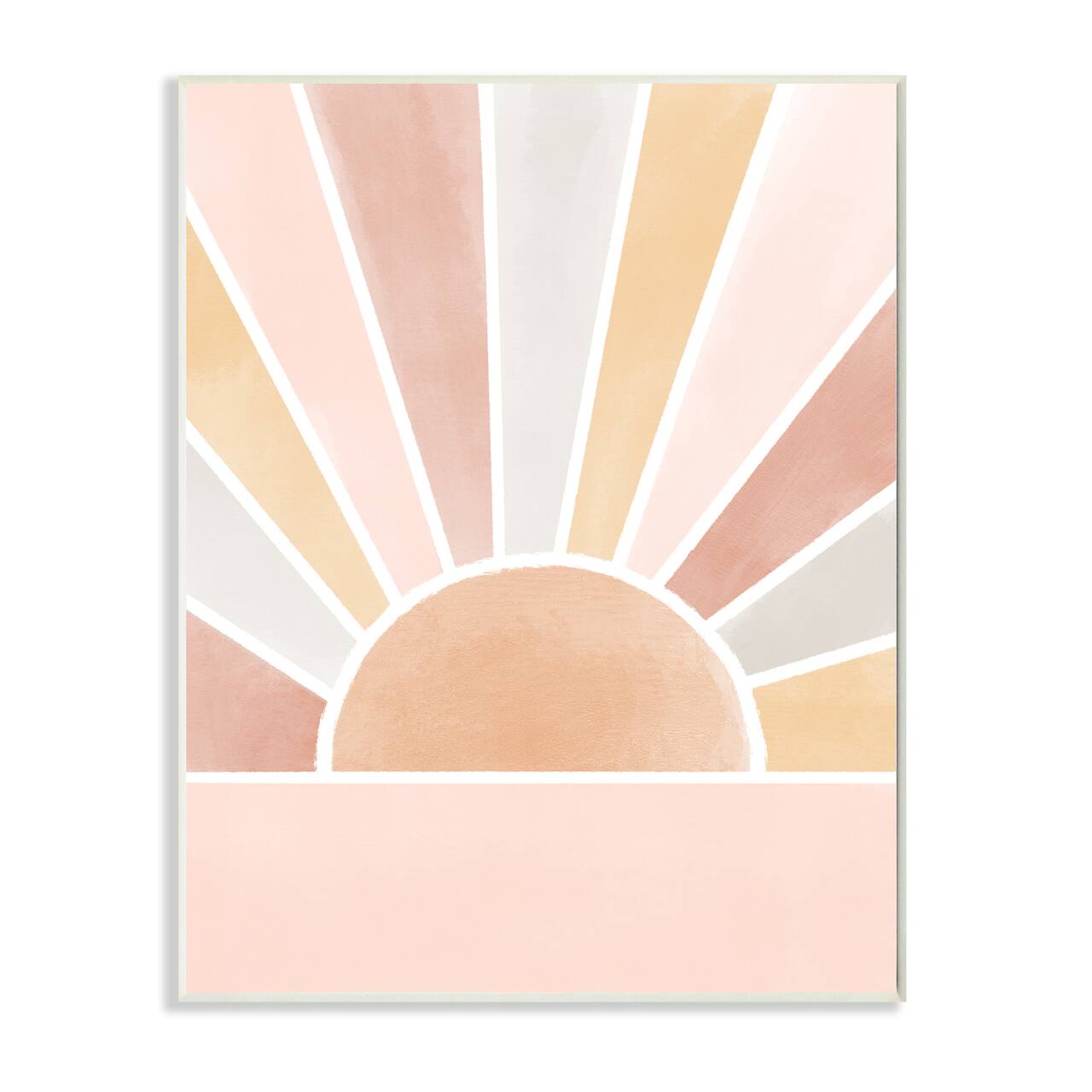 Stupell Industries Pink Tone Horizon Striped Sun Ray Landscape Wood Wall Plaque